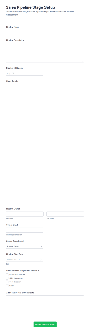Sales Pipeline Stage Setup Form Template