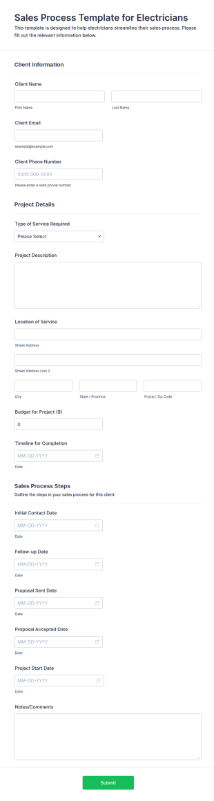 Sales Process Template For Electricians
