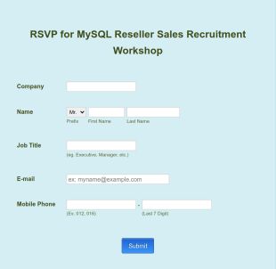 Sales Recruitment Workshop RSVP Form Template
