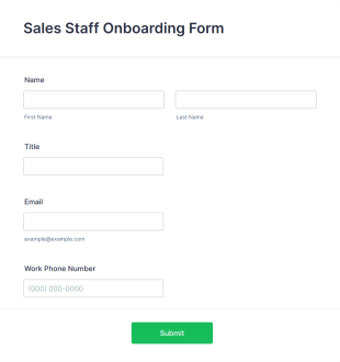 Sales Staff Onboarding Form Template