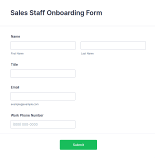 Sales Staff Onboarding Form Template