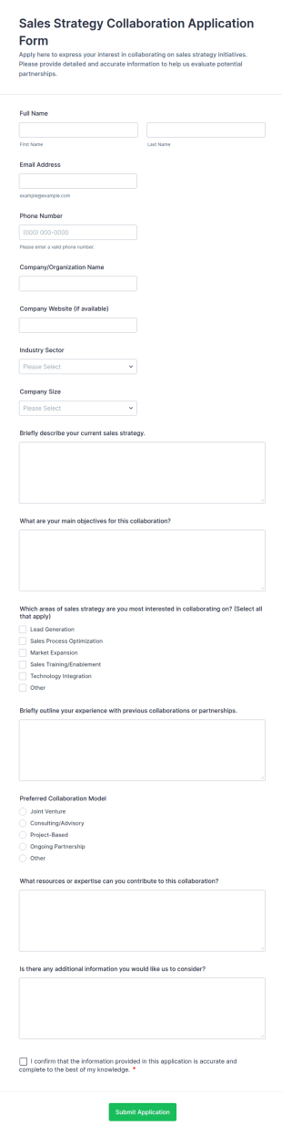 Sales Strategy Collaboration Application Form Template