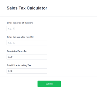 Sales Tax Calculator Form Template