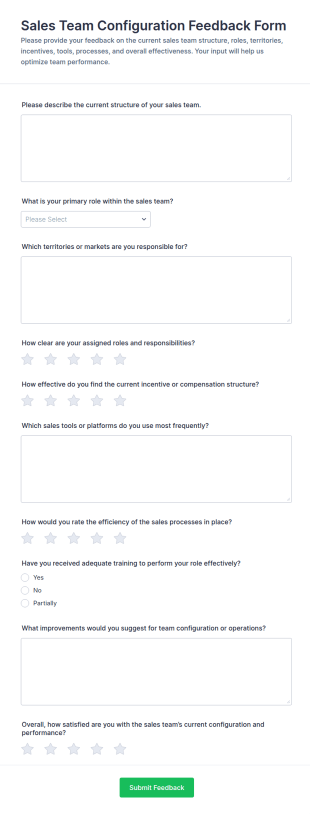 Sales Team Configuration Feedback Form Template