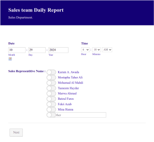 Sales Team Daily Report Form Template