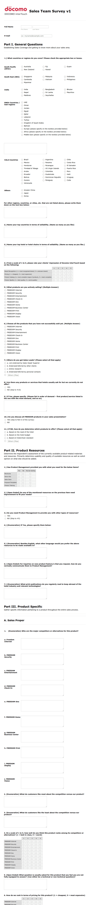 Sales Team Survey Form Template