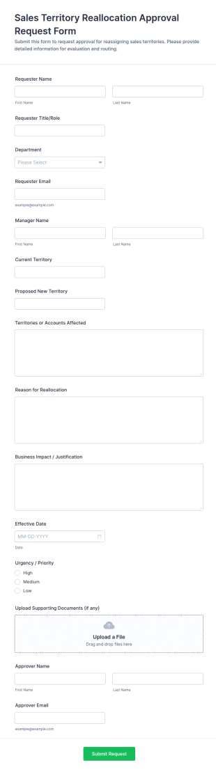 Sales Territory Reallocation Approval Request Form Template