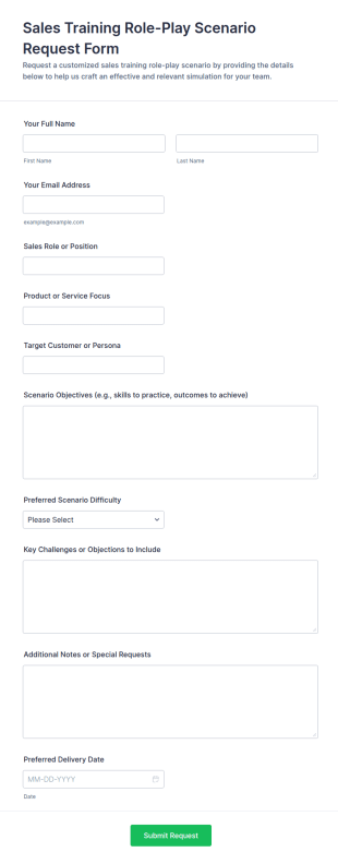 Sales Training Role Play Scenario Request Form Template