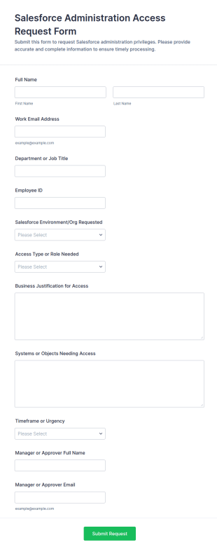 Salesforce Administration Access Request Form Template