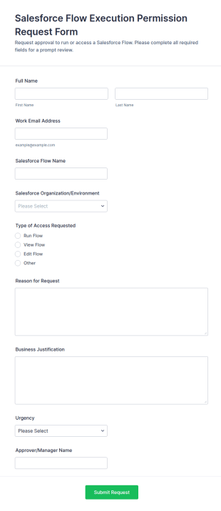 Salesforce Flow Execution Permission Request Form Template