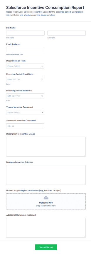 Salesforce Incentive Consumption Report Form Template