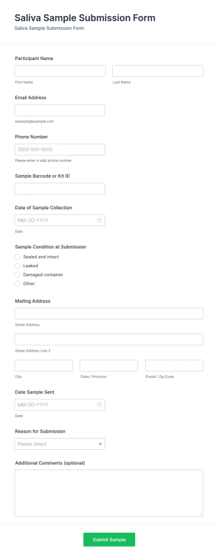 Saliva Sample Submission Form Template