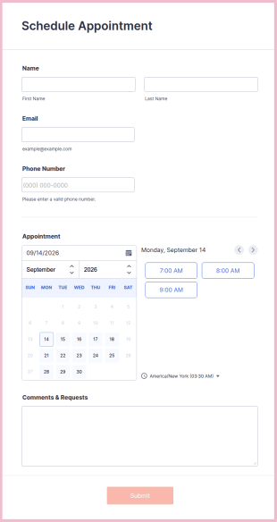 Salon Appointment Form Template