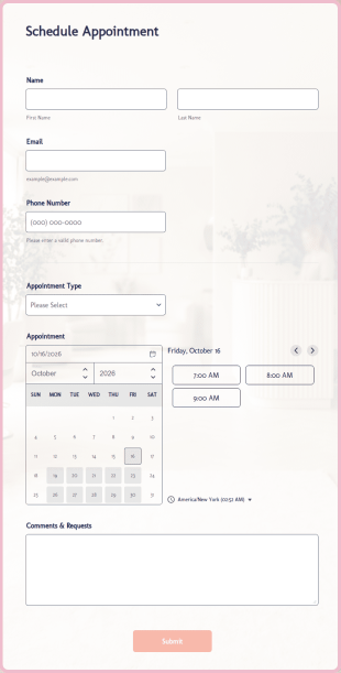 Salon Appointment Form Template