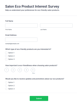 Salon Eco Product Interest Survey Form Template