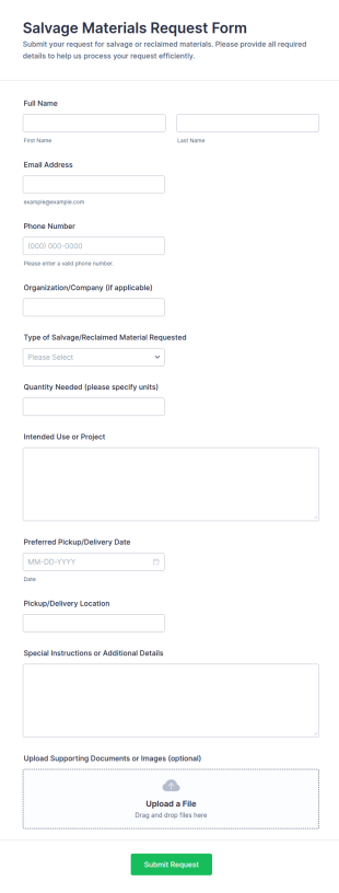 Salvage Materials Request Form Template