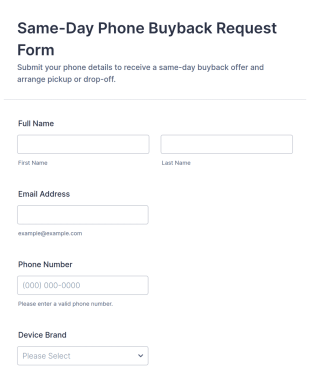 Same Day Phone Buyback Request Form Template