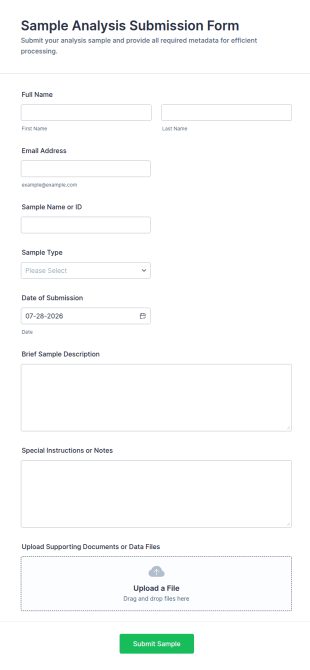 Sample Analysis Submission Form Template