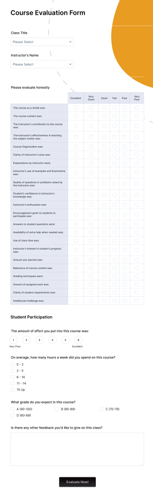 presentation handout template Sample Course Evaluation Form Template