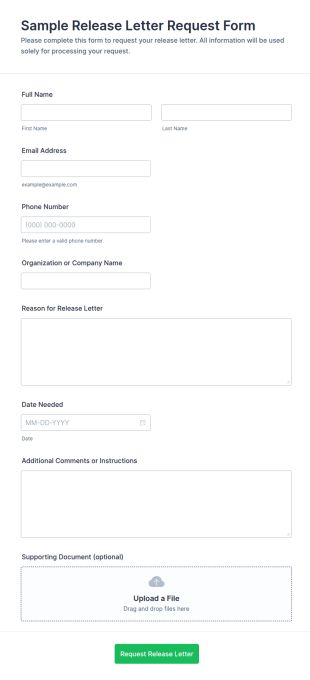 Sample Release Letter Request Form Template