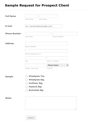 Sample Request For Prospect Client Form Template