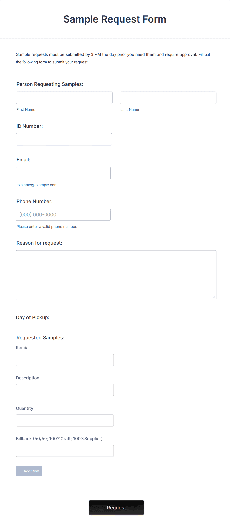 Sample Request Form Template | Jotform