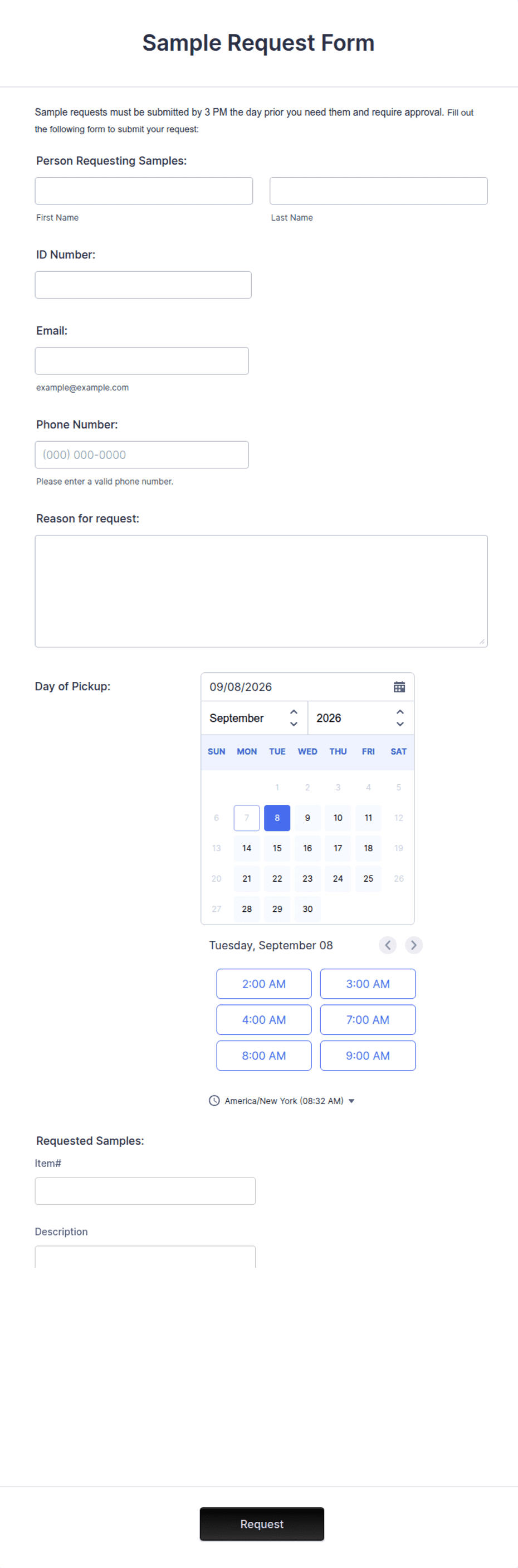 Sample Request Model Sample Request Form Template | Jotform