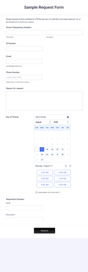 Sample Request Form Template