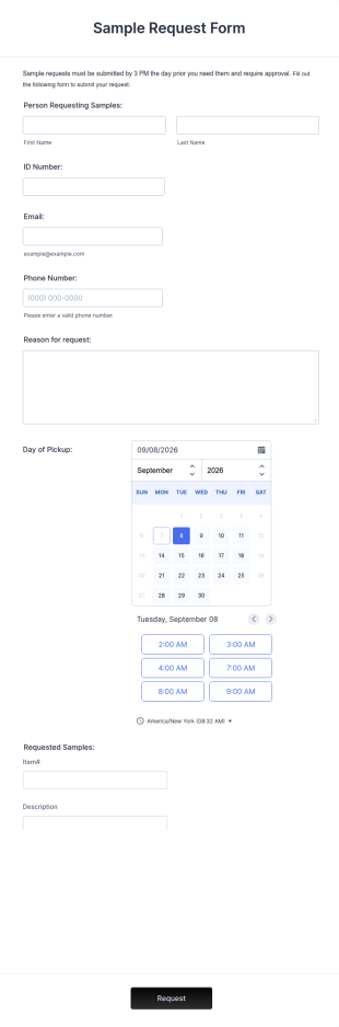 Sample Request Form Template