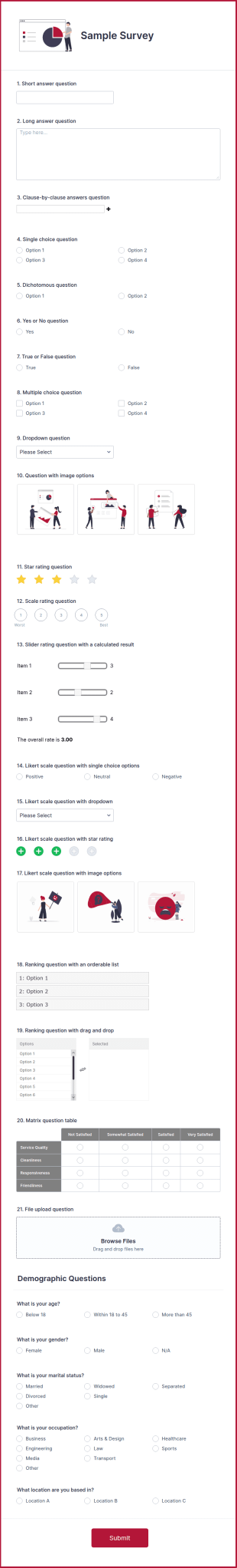 Sample Survey Form Template