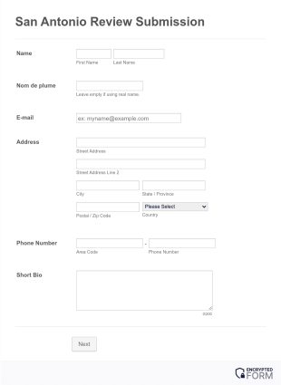 San Antonio Review Submission Form Template