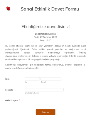 Sanal Etkinlik Davet Form Şablonu
