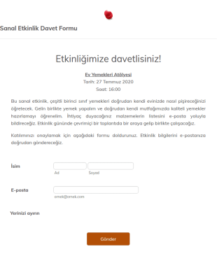 Sanal Etkinlik Davet Form Şablonu