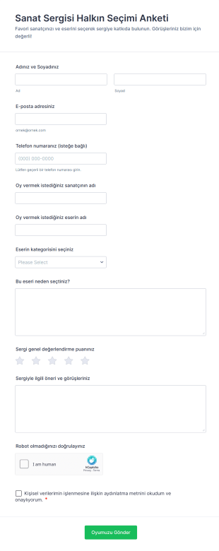 Sanat Sergisi Halkın Seçimi Anketi Form Şablonu