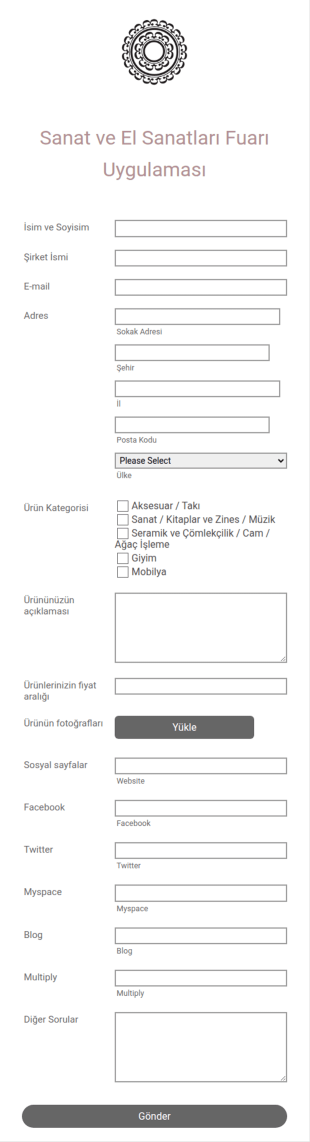 Sanat Ve El Sanatları Fuarı Başvuru Form Şablonu
