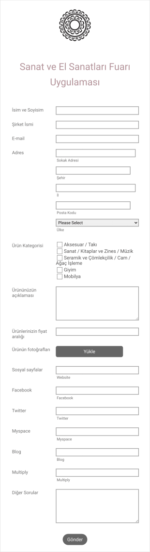 Sanat Ve El Sanatları Fuarı Başvuru Form Şablonu
