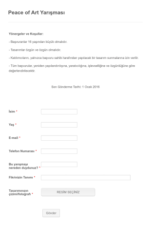 Sanat Yarışması Başvuru Form Template
