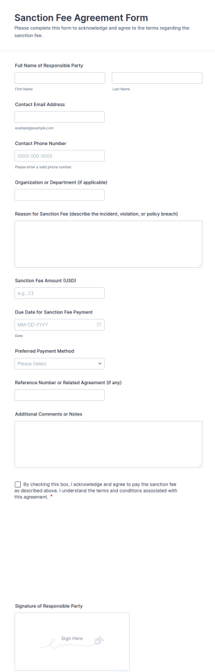 Sanction Fee Agreement Form Template