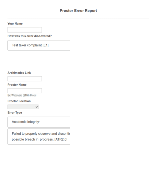 Error Report Form Template