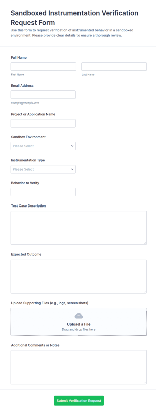 Sandboxed Instrumentation Verification Request Form Template