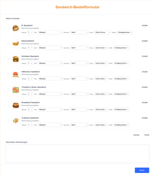 Sandwich Bestellformular Form Template