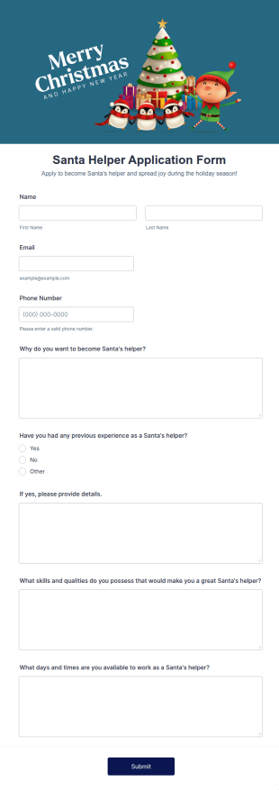Santa Helper Application Form Template