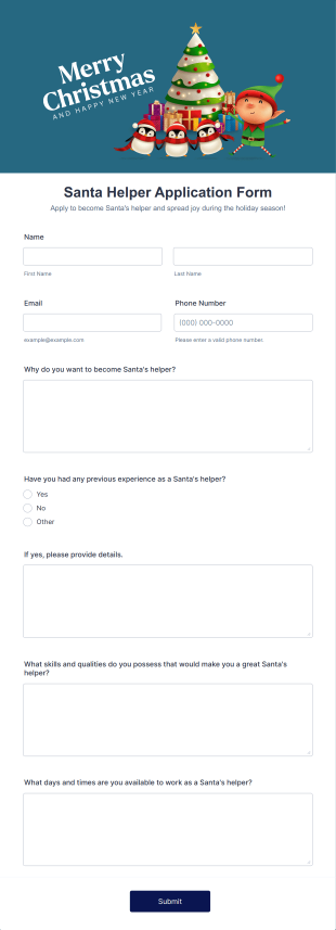 Santa Helper Application Form Template