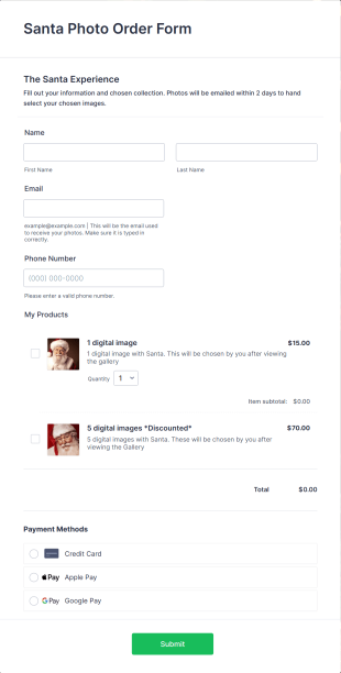 Santa Photo Order Form Template