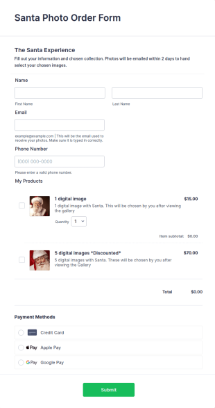 Santa Photo Order Form Template