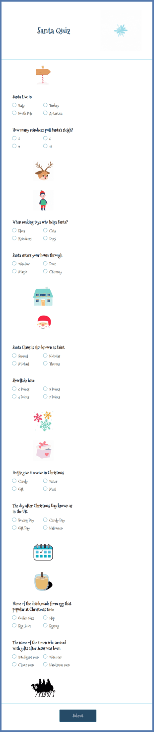 Santa Quiz Form Template