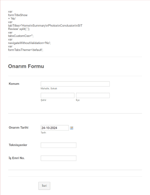 Şantiye Onarım Form Template
