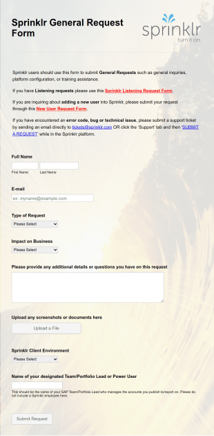 SAP_Sprinklr General Request Form 2.0 Form Template