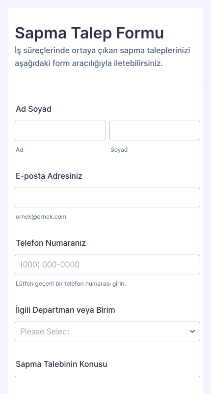 Sapma Talep Formu