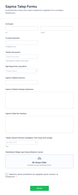 Sapma Talep Form Template